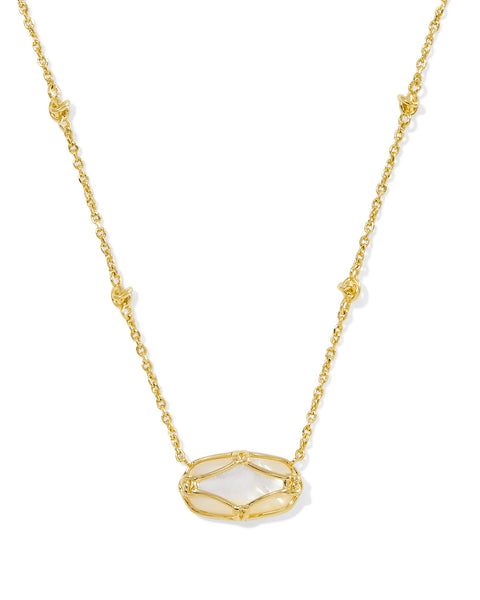 Kendra Scott Elisa Lattice Frame Gold Short Pendant Necklace-Multiple Options