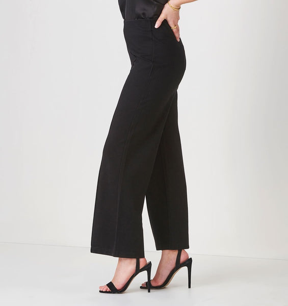 Charlie Paige  Wide Leg Ponte Pant, Black
