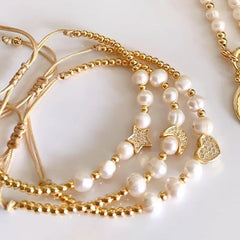 Pearl Beaded Adjustable Bracelet-3 Options