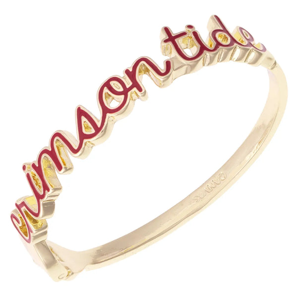 Alabama Crimson Tide Cursive Enamel Hinge Bangle