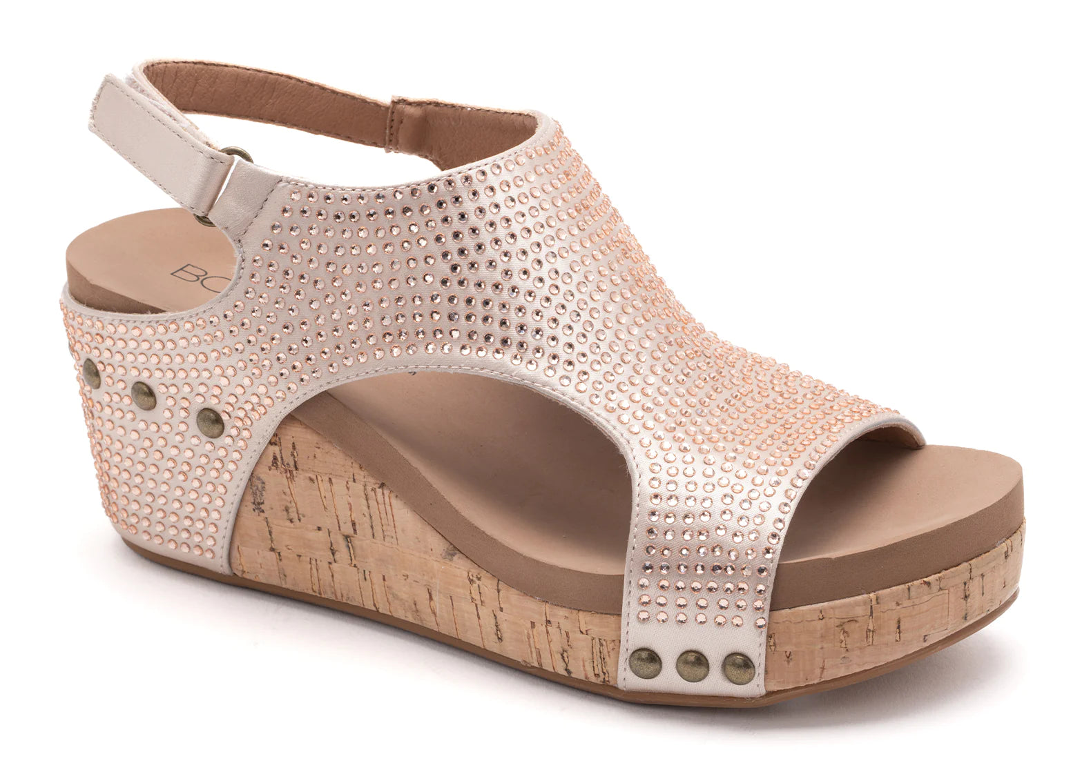 Corkys Carley Crystal Wedge 8 Champagne