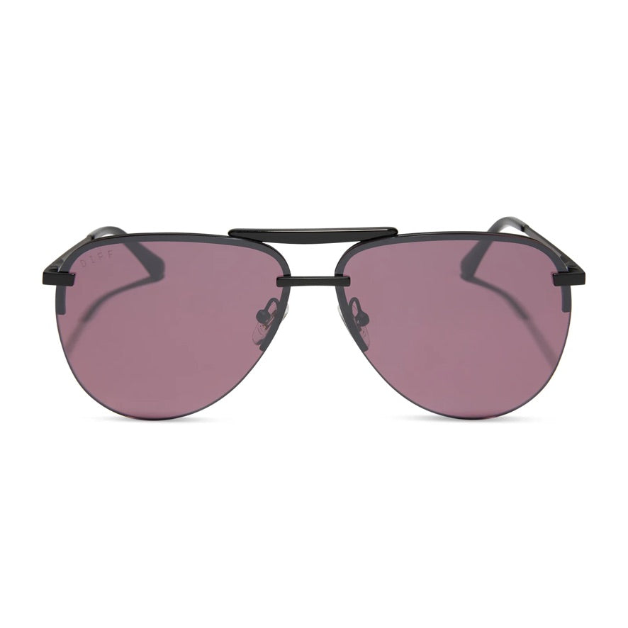 Diff Tahoe Matte Black Black Temple Tips Aubergine Silver Flash Sunglasses