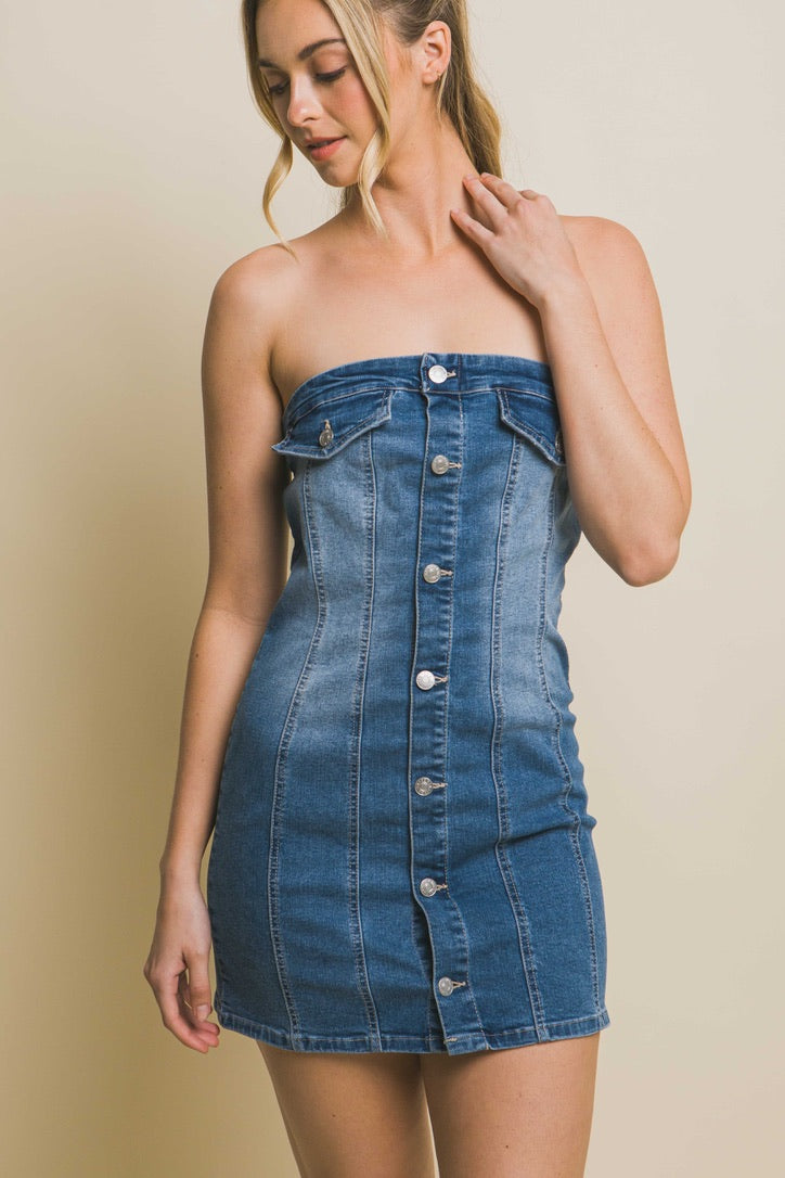 Pretty Little Things Denim Dress A Little Bird Boutique Pretty Little Things Denim Dress A Little Bird Boutique