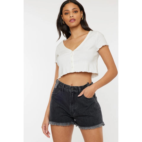 Bobbie Denim Shorts-Dark Grey