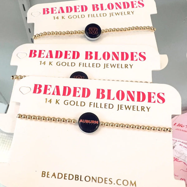 Beaded Blondes Auburn Logo Reversible Bead Bracelets-Many Options