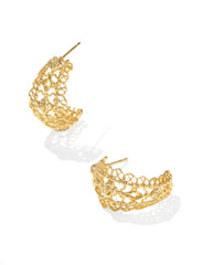 Kendra Scott Krista Lace Gold Huggie Earrings