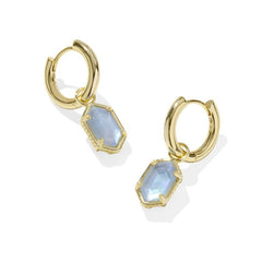 Kendra Scott Hallie Huggie Earrings in Sky Blue Mother-of-Pearl
