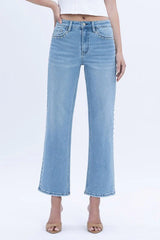 Lovervet  - High Rise Ankle studded slim wide leg Jeans