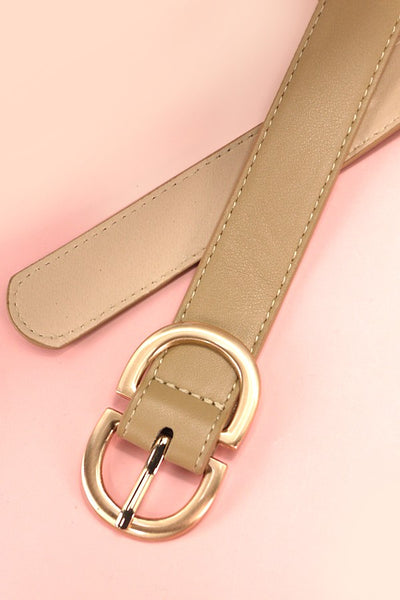 Double D Buckle Faux Leather Belt-Tan