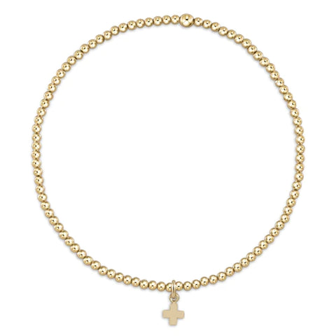 enewton classic gold 2mm bead bracelet - love small gold charm