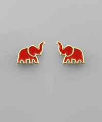 Enamel Elephant Earring Studs - 3 Colors