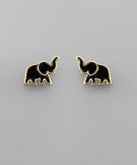 Enamel Elephant Earring Studs - 3 Colors