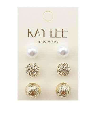 Kay Lee Pearl and Pave Earring Sets - 2 Colors