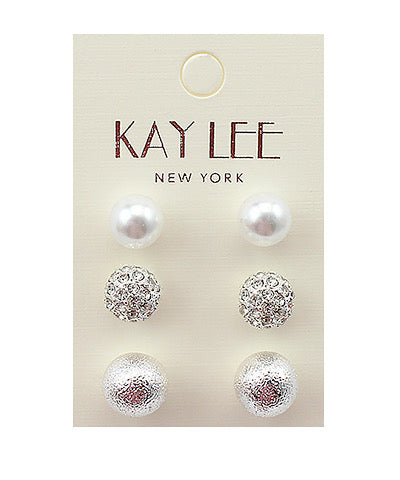 Kay Lee Pearl and Pave Earring Sets - 2 Colors
