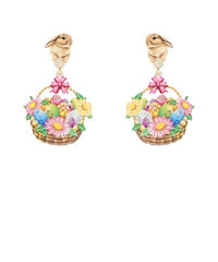 Floral Basket and Bunny Earrings