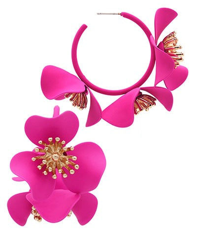 Vivian Metal Flower Hoops - 4 Colors
