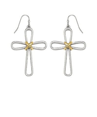 Wire Cross Earrings - 2 Colors