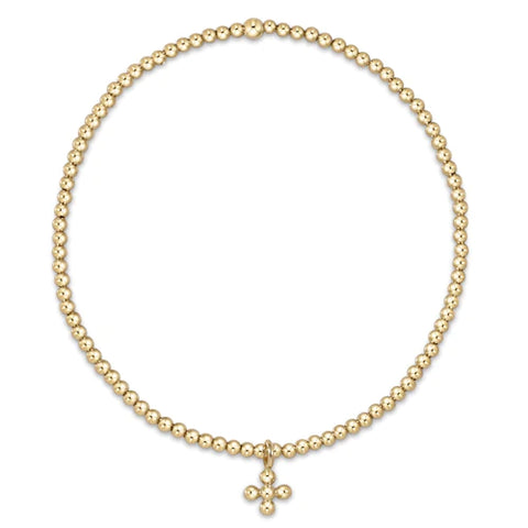 enewton classic gold 3mm bead bracelet - signature cross gold disc