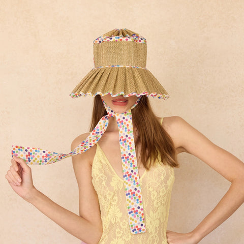Kathy Hilton x Lorna Murray Polka Rainbow Luxe Ravello Hat-Medium