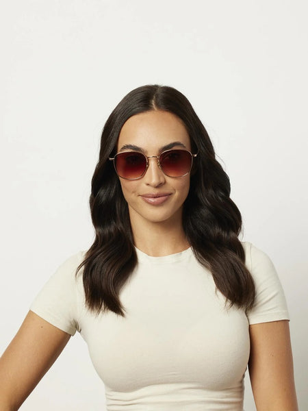 DIFF Eyewear Axel Sunglasses-Rose Gold & Dusk Gradient