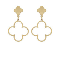 Gold Open Clover Dangle Earrings