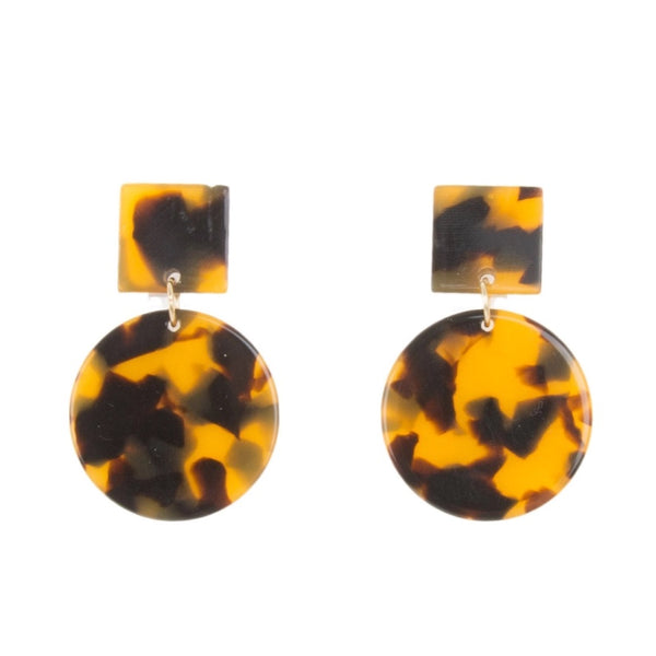 Tortoise Square Circle Earrings