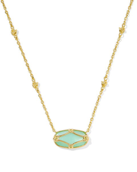 Kendra Scott Elisa Lattice Frame Gold Short Pendant Necklace-Multiple Options