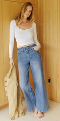 Lovervet - Self Belted Super High Rise Wide Leg Jeans
