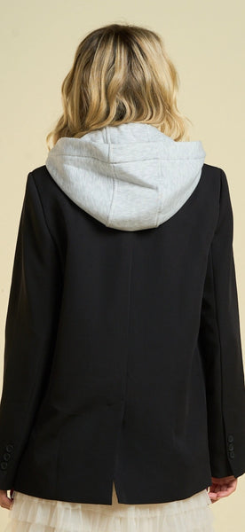 Classic Tailored Blazer with Attached Sweatshirt Hoodie