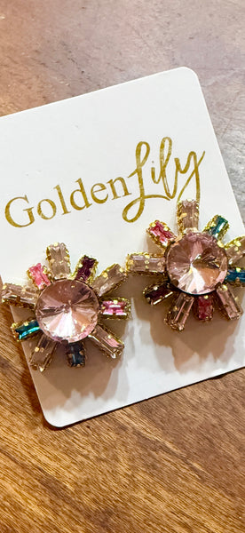 Spring Rhinestone Burst Earrings
