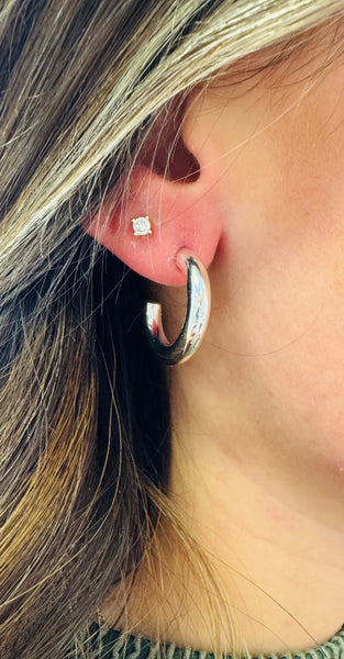 Beville Petite Silver Hoop Earrings