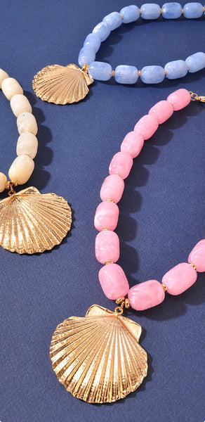 Colorful Beaded Shell Necklaces - 3 Colors