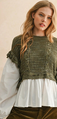 Olive Love You Forever Sweater Combo