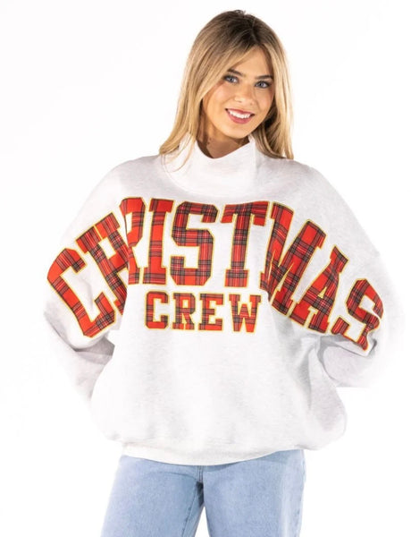 Simply Southern Christmas Crew Holiday Mock Neck Pullover Crew Oversized Sweatshirt