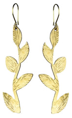 Liza Earring, Brass - Branch with Leaves