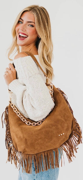 Loretta Fringe Suede Slouchy Bag - 5 Colors
