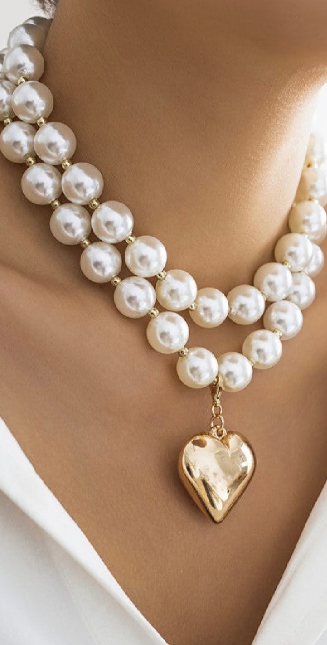 Jessica Heart and Pearl Necklace