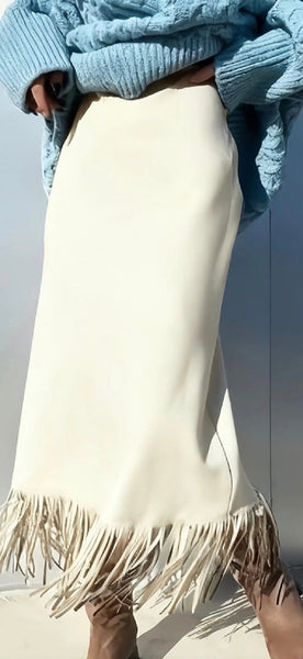 Faux Suede Fringe Skirt - 3 Colors