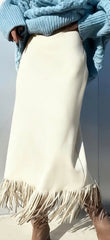 Faux Suede Fringe Skirt - 3 Colors