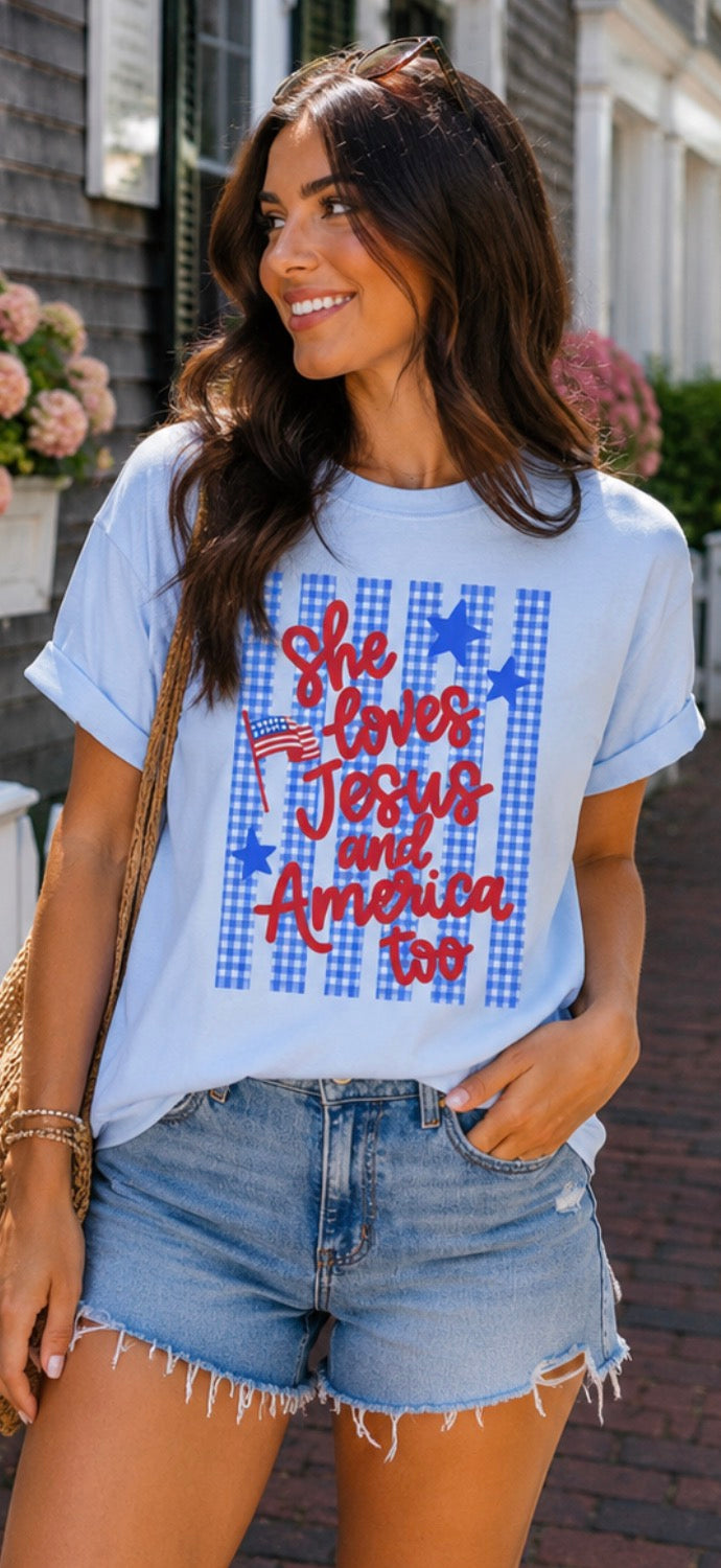 She Loves Jesus and America Too T-Shirt