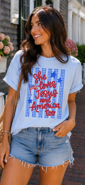 She Loves Jesus and America Too T-Shirt