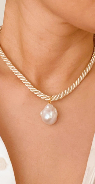 Satin Rope Baroque Pearl Necklace - 3 Colors