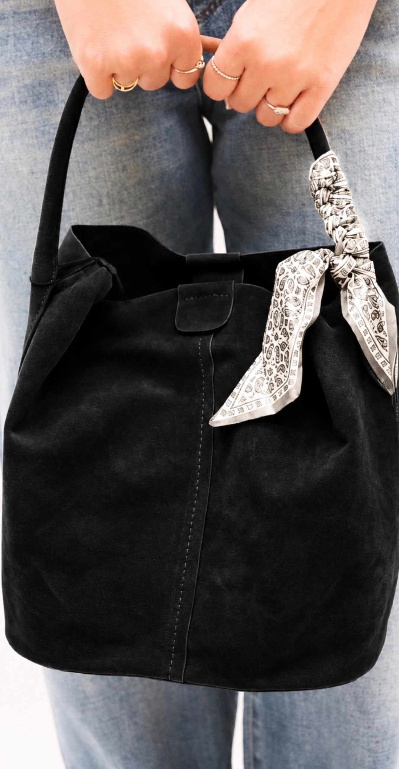 Faye Suede Scarf Bucket Bag