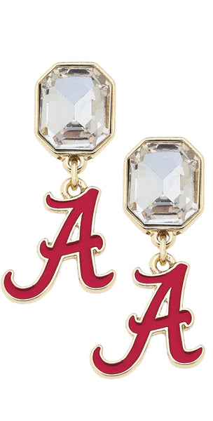 Alabama Crimson Tide Rhinestone Enamel Logo Earrings