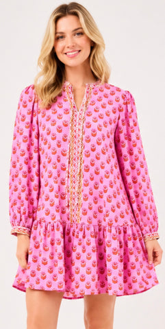 Natasha Mini Dress in Floral Foulard Pink