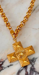 Chunky Cross Pendant Necklace in Silver or Gold