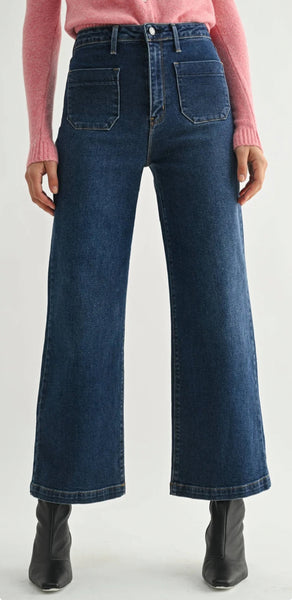 Patch Pocket Wide Leg Jeans