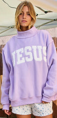 Jesus Mock Neck Sweatshirt - Purple