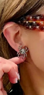 Pave Spider Stud Earrings in Black