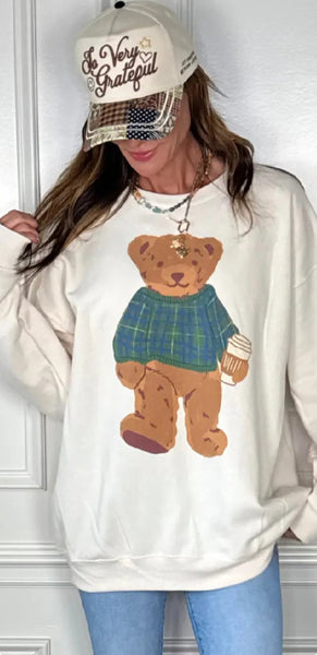 Cozy Plaid Bear Sweatshirt
